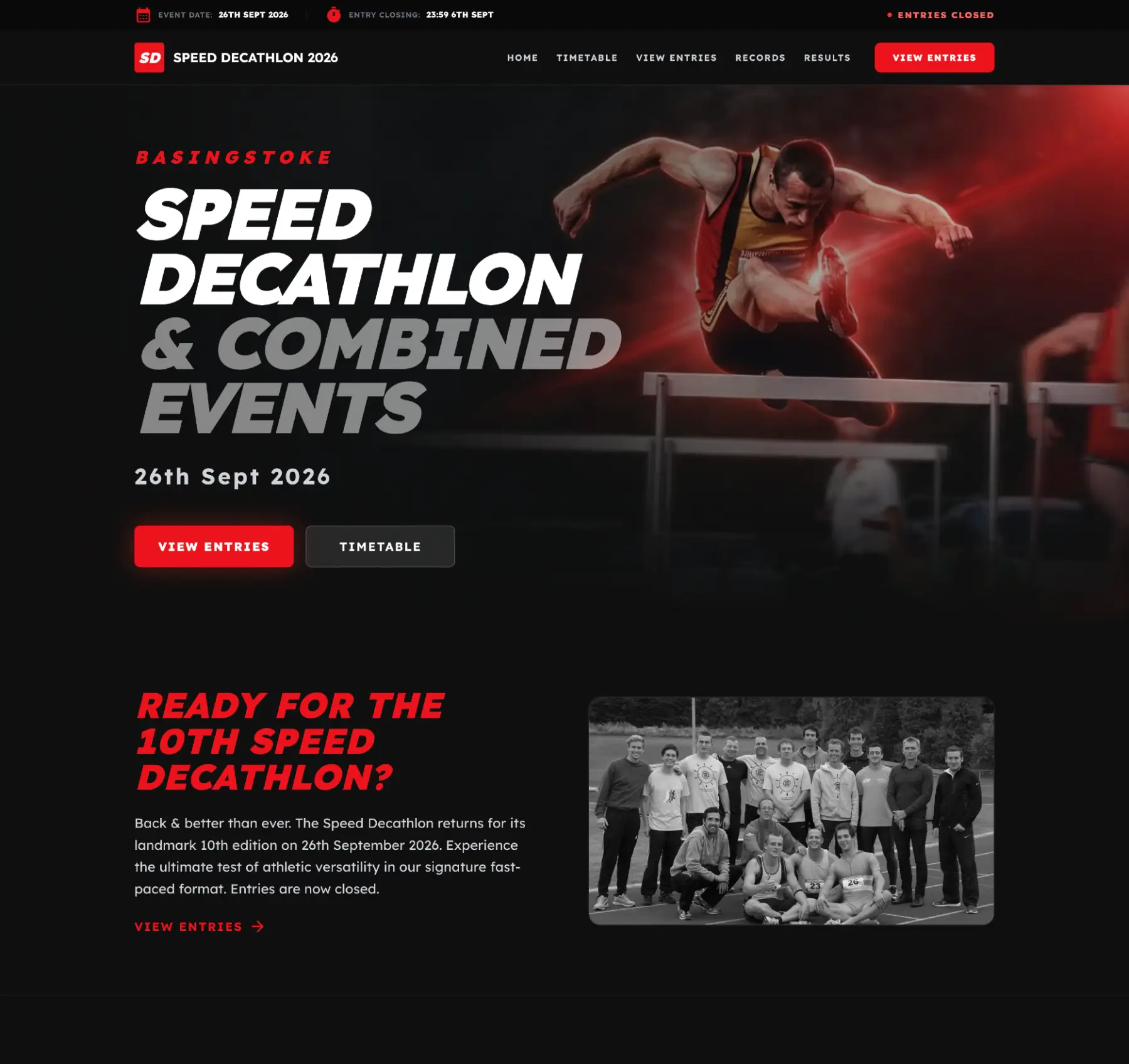 Basingstoke Speed Decathlon Website Screenshot