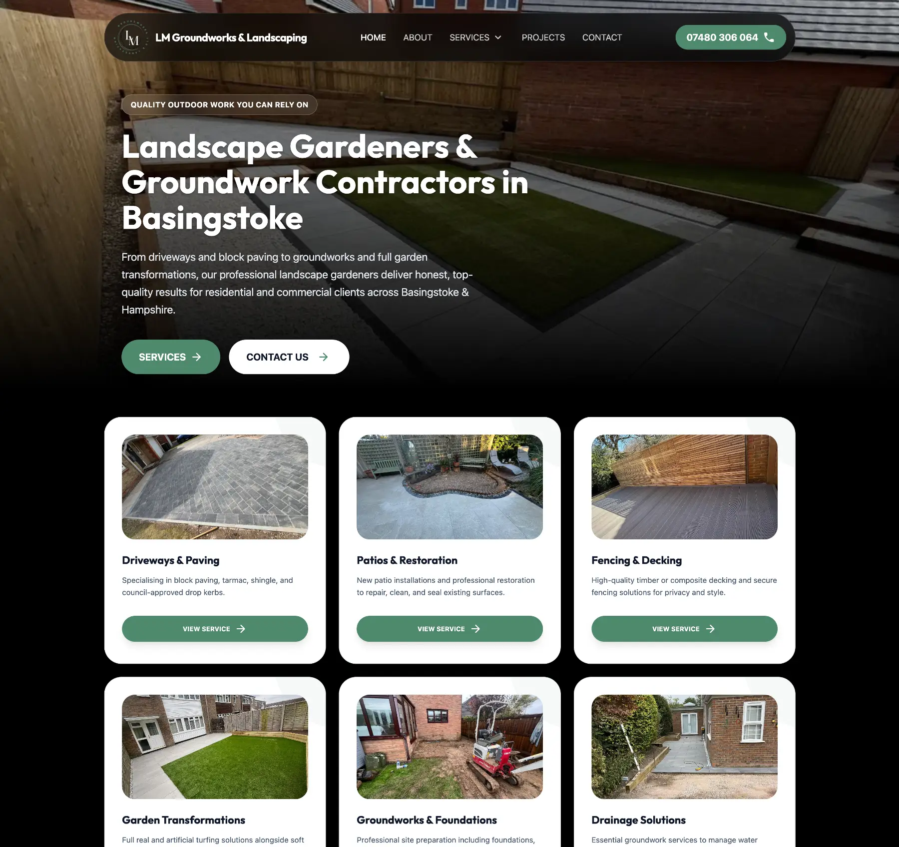 LM Groundworks & Landscaping Website Screenshot