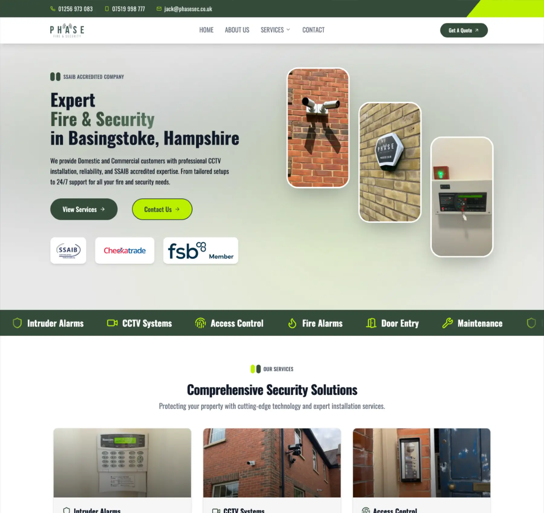 Phase Fire & Security Website Screenshot
